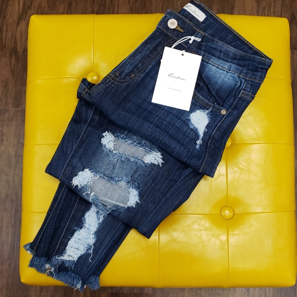 Mid-Rise Distressed Denim